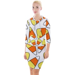 Candy Corn Halloween Candy Candies Quarter Sleeve Hood Bodycon Dress by Pakrebo