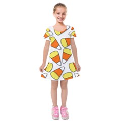 Candy Corn Halloween Candy Candies Kids  Short Sleeve Velvet Dress