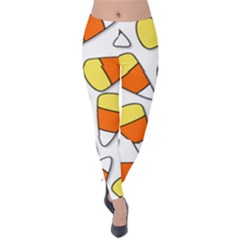 Candy Corn Halloween Candy Candies Velvet Leggings by Pakrebo