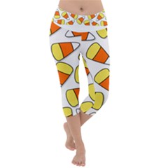 Candy Corn Halloween Candy Candies Lightweight Velour Capri Yoga Leggings by Pakrebo