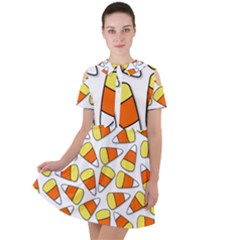 Candy Corn Halloween Candy Candies Short Sleeve Shoulder Cut Out Dress 