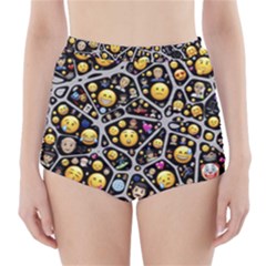 Mental Emojis Emoticons Icons High-waisted Bikini Bottoms by Pakrebo