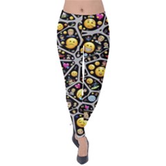 Mental Emojis Emoticons Icons Velvet Leggings by Pakrebo