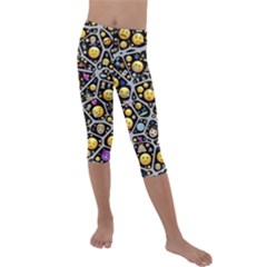 Mental Emojis Emoticons Icons Kids  Lightweight Velour Capri Leggings  by Pakrebo