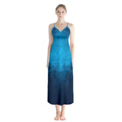 Deep Ocean Button Up Chiffon Maxi Dress by LoolyElzayat