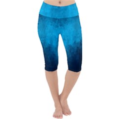 Deep Ocean Lightweight Velour Cropped Yoga Leggings by LoolyElzayat