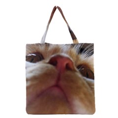 Funny Cute Cat Macro Eyes Grocery Tote Bag by LoolyElzayat