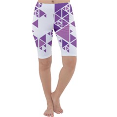 Art Purple Triangle Cropped Leggings  by Mariart