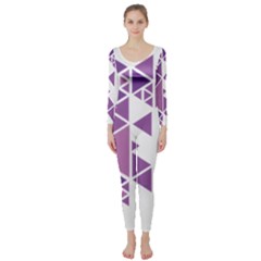 Art Purple Triangle Long Sleeve Catsuit by Mariart