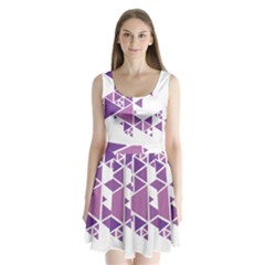 Art Purple Triangle Split Back Mini Dress  by Mariart