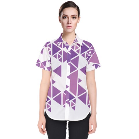 Art Purple Triangle Women s Short Sleeve Shirt by Mariart