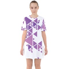 Art Purple Triangle Sixties Short Sleeve Mini Dress by Mariart