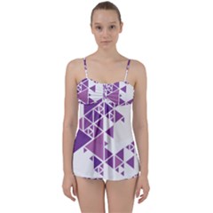 Art Purple Triangle Babydoll Tankini Set