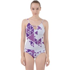 Art Purple Triangle Cut Out Top Tankini Set by Mariart