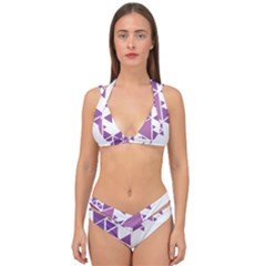 Art Purple Triangle Double Strap Halter Bikini Set by Mariart