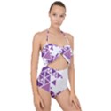 Art Purple Triangle Scallop Top Cut Out Swimsuit View1