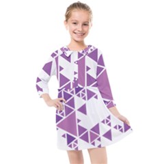 Art Purple Triangle Kids  Quarter Sleeve Shirt Dress