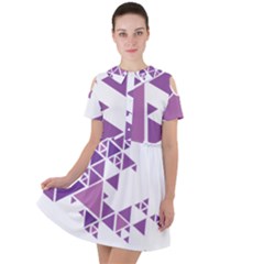 Art Purple Triangle Short Sleeve Shoulder Cut Out Dress 