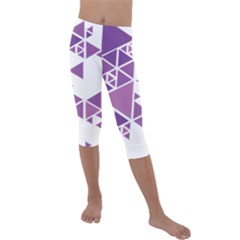 Art Purple Triangle Kids  Lightweight Velour Capri Leggings 