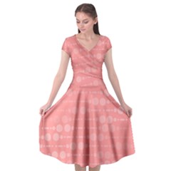 Background Polka Dots Pink Cap Sleeve Wrap Front Dress by Mariart