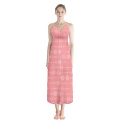 Background Polka Dots Pink Button Up Chiffon Maxi Dress by Mariart