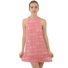 Background Polka Dots Pink Halter Tie Back Chiffon Dress by Mariart