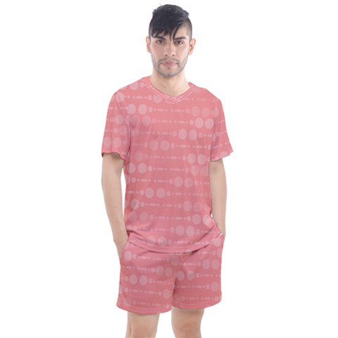 Background Polka Dots Pink Men s Mesh Tee And Shorts Set by Mariart