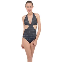 Background Polka Dots Halter Front Plunge Swimsuit by Mariart