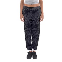 Black Rectangle Wallpaper Grey Women s Jogger Sweatpants by Mariart