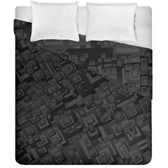 Black Rectangle Wallpaper Grey Duvet Cover Double Side (california King Size) by Mariart