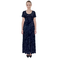 Black Rectangle Wallpaper Grey High Waist Short Sleeve Maxi Dress