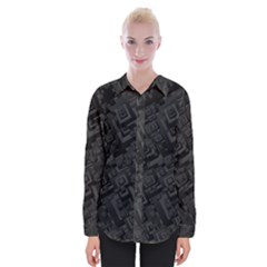 Black Rectangle Wallpaper Grey Womens Long Sleeve Shirt