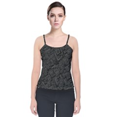 Black Rectangle Wallpaper Grey Velvet Spaghetti Strap Top