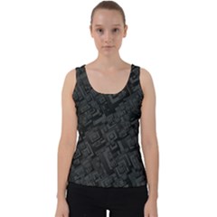 Black Rectangle Wallpaper Grey Velvet Tank Top