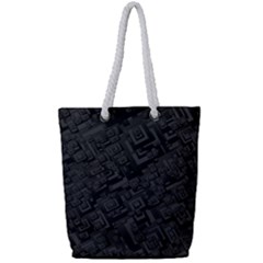 Black Rectangle Wallpaper Grey Full Print Rope Handle Tote (small)