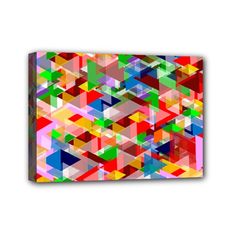 Background Triangle Rainbow Mini Canvas 7  X 5  (stretched) by Mariart