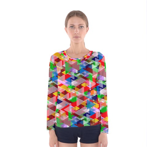 Background Triangle Rainbow Women s Long Sleeve Tee by Mariart