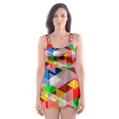 Background Triangle Rainbow Skater Dress Swimsuit by Mariart