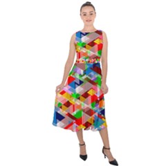 Background Triangle Rainbow Midi Tie-back Chiffon Dress by Mariart