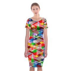 Background Triangle Rainbow Classic Short Sleeve Midi Dress by Mariart