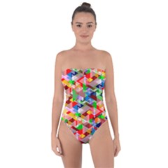 Background Triangle Rainbow Tie Back One Piece Swimsuit