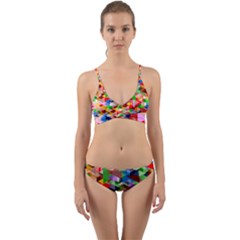 Background Triangle Rainbow Wrap Around Bikini Set