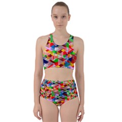 Background Triangle Rainbow Racer Back Bikini Set by Mariart