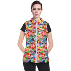 Background Triangle Rainbow Women s Puffer Vest