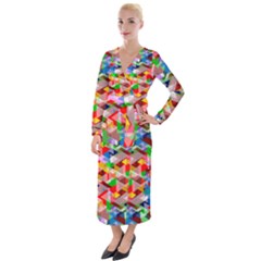 Background Triangle Rainbow Velvet Maxi Wrap Dress