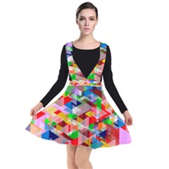 Background Triangle Rainbow Plunge Pinafore Dress