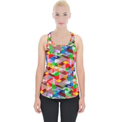 Background Triangle Rainbow Piece Up Tank Top