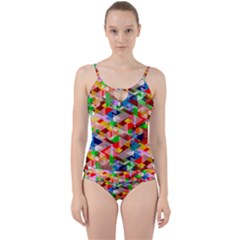 Background Triangle Rainbow Cut Out Top Tankini Set by Mariart