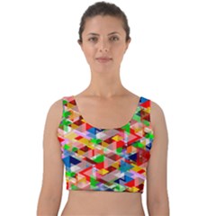 Background Triangle Rainbow Velvet Crop Top