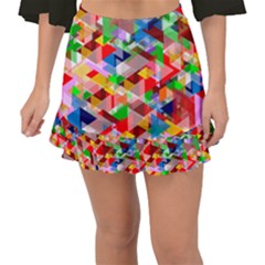 Background Triangle Rainbow Fishtail Mini Chiffon Skirt by Mariart